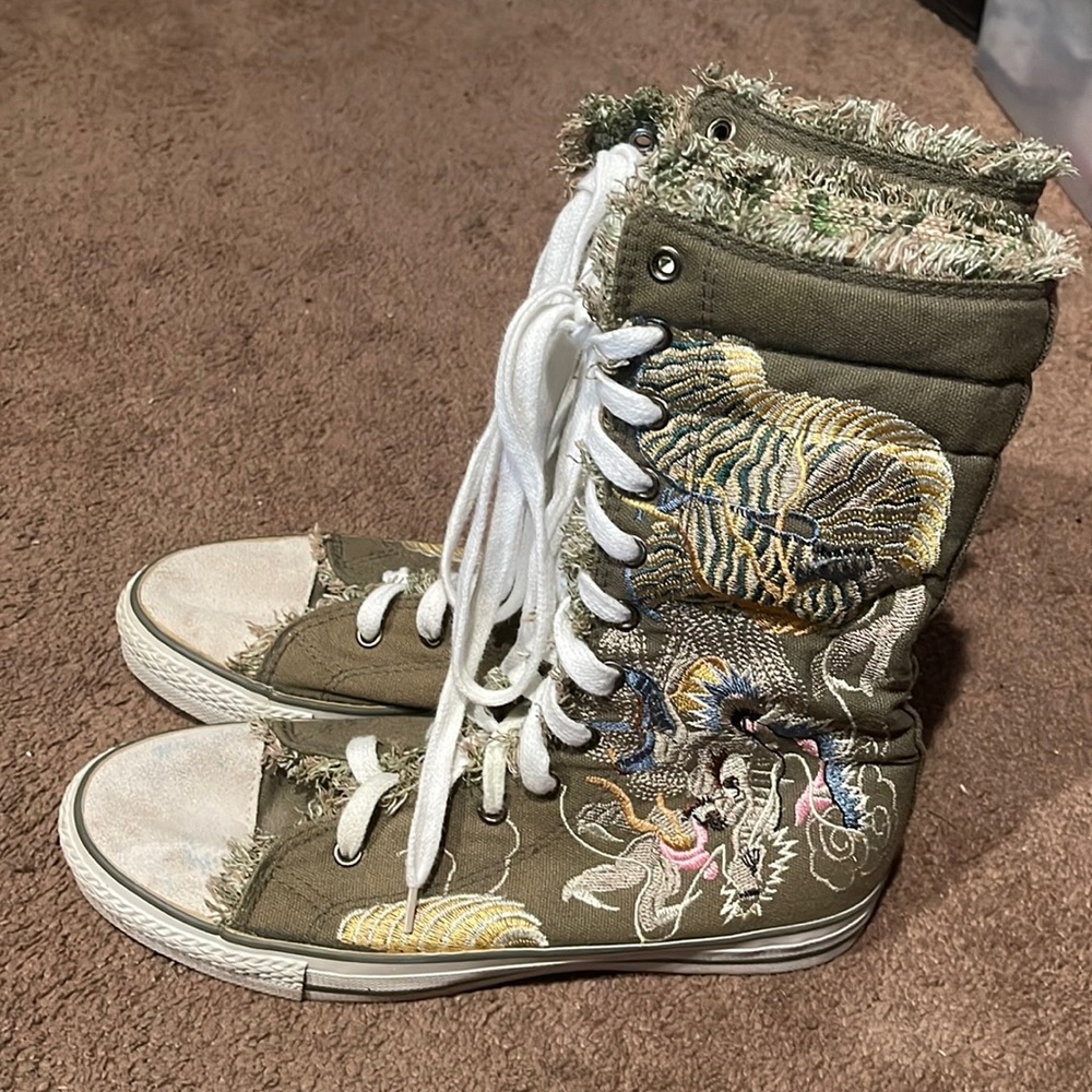 Bamboo Vintage Army Green High Top Sneakers